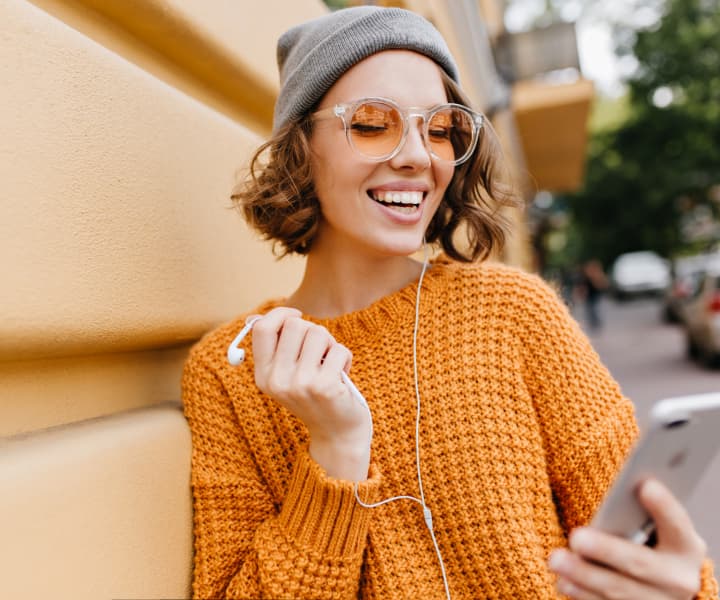 Happy women with smartphone